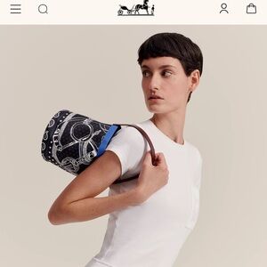 Authentic Hermès Canvas and Leather Bucket Bag